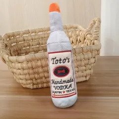 Pet Plush Wine Bottle Sounding Dog Molar Long Lasting Toy - Brown - View 1