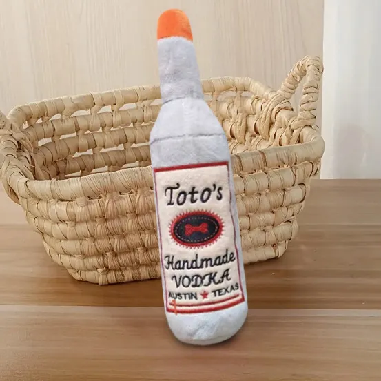Pet Plush Wine Bottle Sounding Dog Molar Long Lasting Toy Brown - Shop at LoveMi