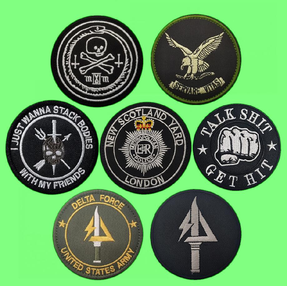 Triangle Skull Velcro Backpack Seal Embroidered Fabric Patch — image 1