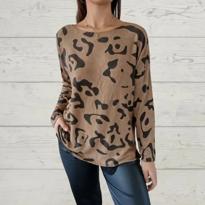 Women's V-neck Printed Casual Loose Thin T-shirt - Etab2114A1