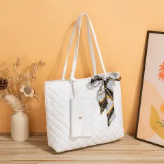Tote Bag Large Capacity Women's Diamond Plaid Portable - White - View 1
