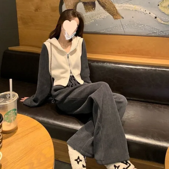 Ladies' Fashion Casual Hoodie With Wide leg Pants Set Picture Color M - Shop at LoveMi