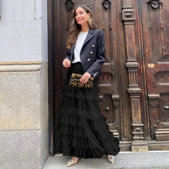 Solid Color A Line Long Skirt For Women Black - Shop at LoveMi