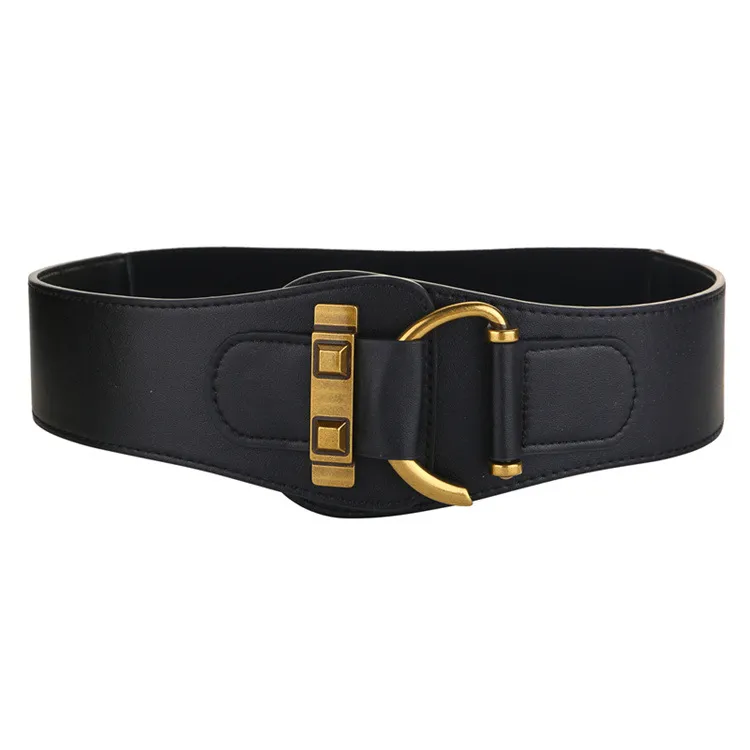 Belt Cummerbund Women's Elastic Decoration Wide Belt Matching Skirt Dress And Coat Fashion - Black