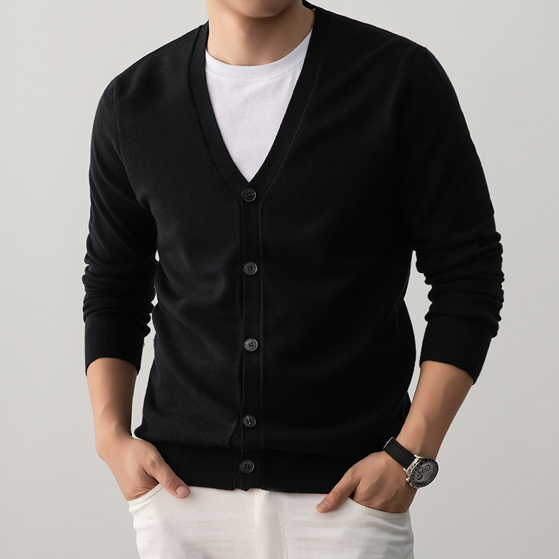 Classic V-neck Cardigan Mens Knit Sweater