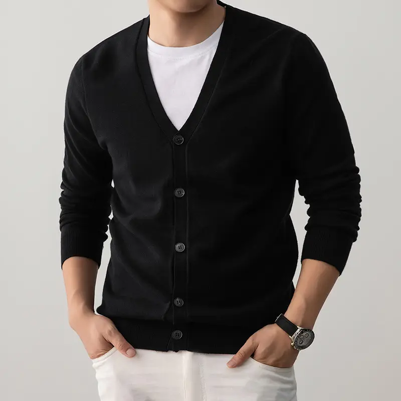 Classic V-neck Cardigan Mens Knit Sweater