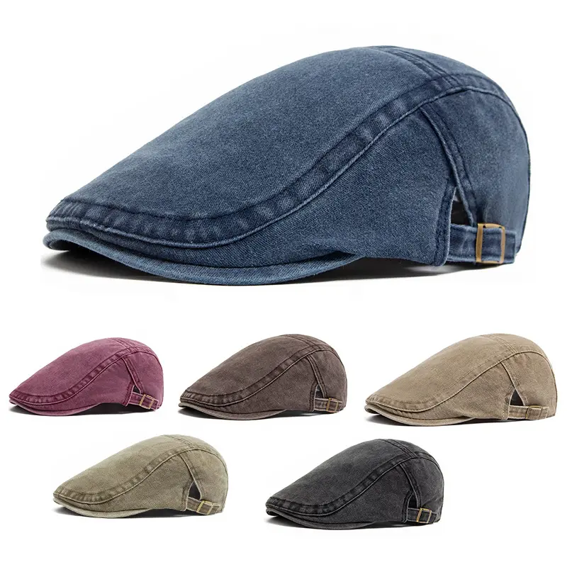 Retro Washed Denim Hat Cowboy Beret Fashion