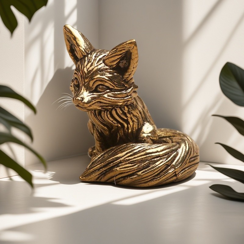 Fox Ornament For Study Or Office Desk Solid Forged Copper Tea Pet view 6