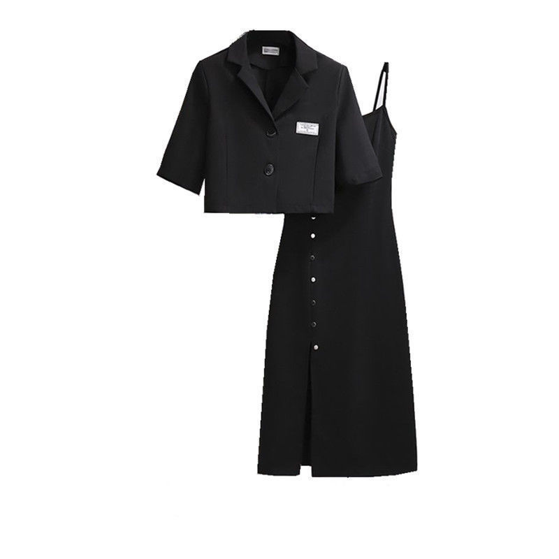 Summer Women's Clothing New Temperament Slimming Small Suit Sling Dress Two-piece Set