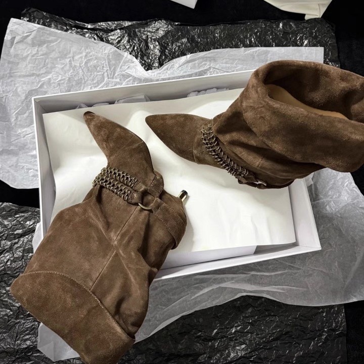 Suede Pointed-Toe Slouch Boots, picture 2 of 6
