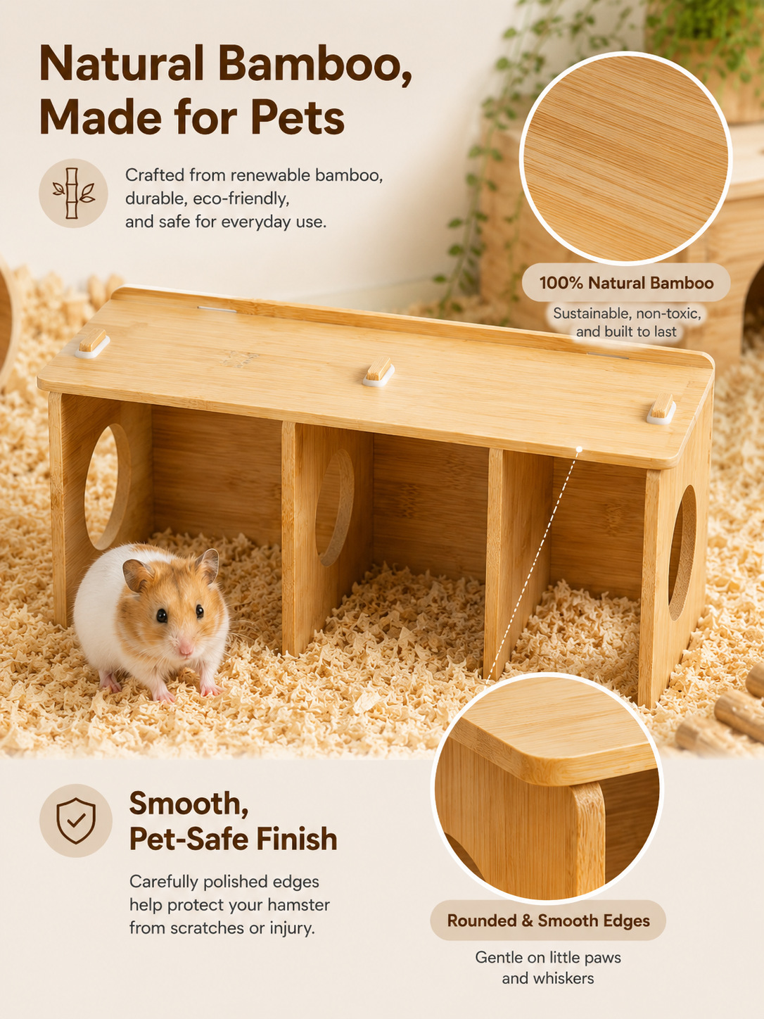 Hamster Squirrel Solid Wood Hideout Hedgehog Wooden House detail photo 9