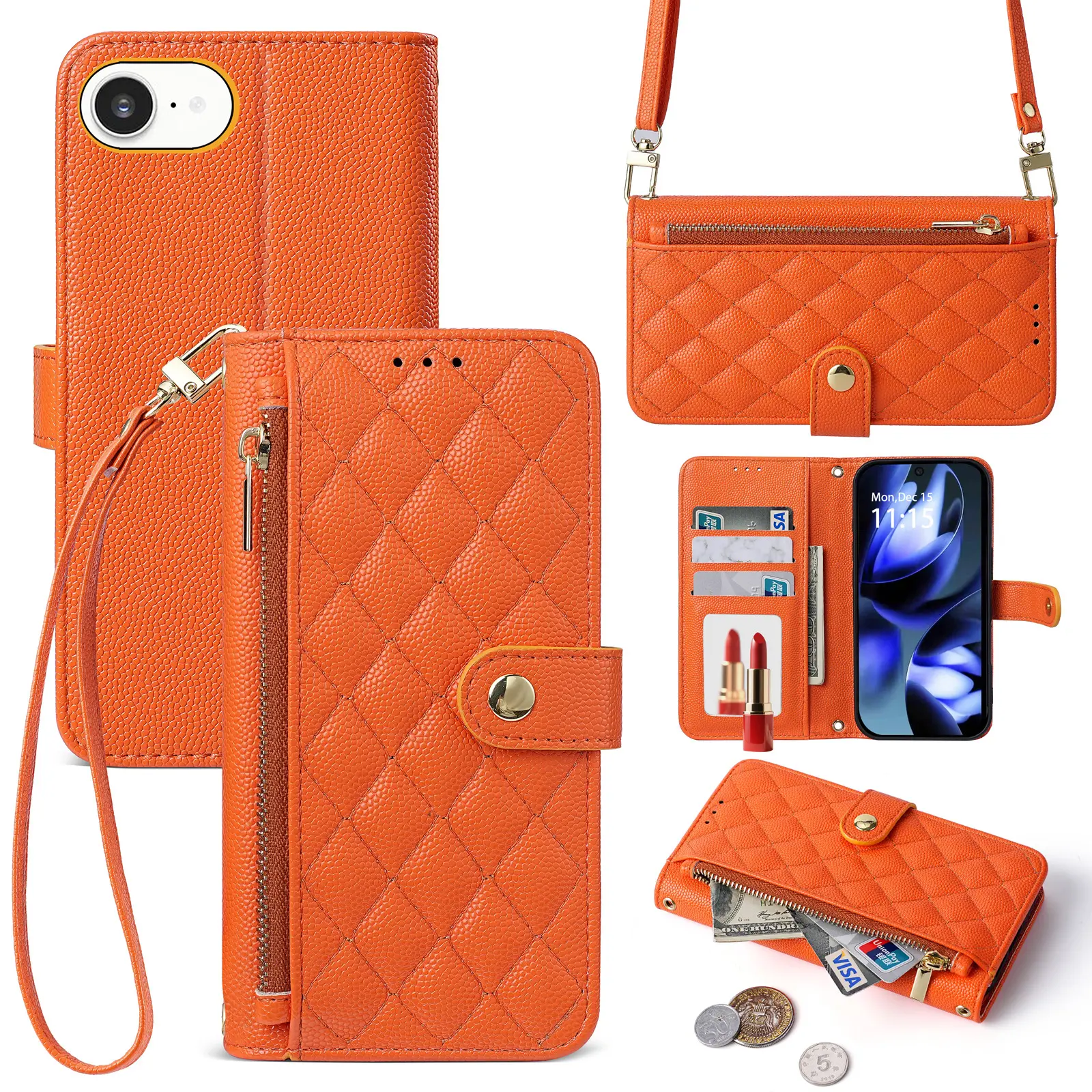 Zipper-strap Crossbody Lanyard Phone Case Bag