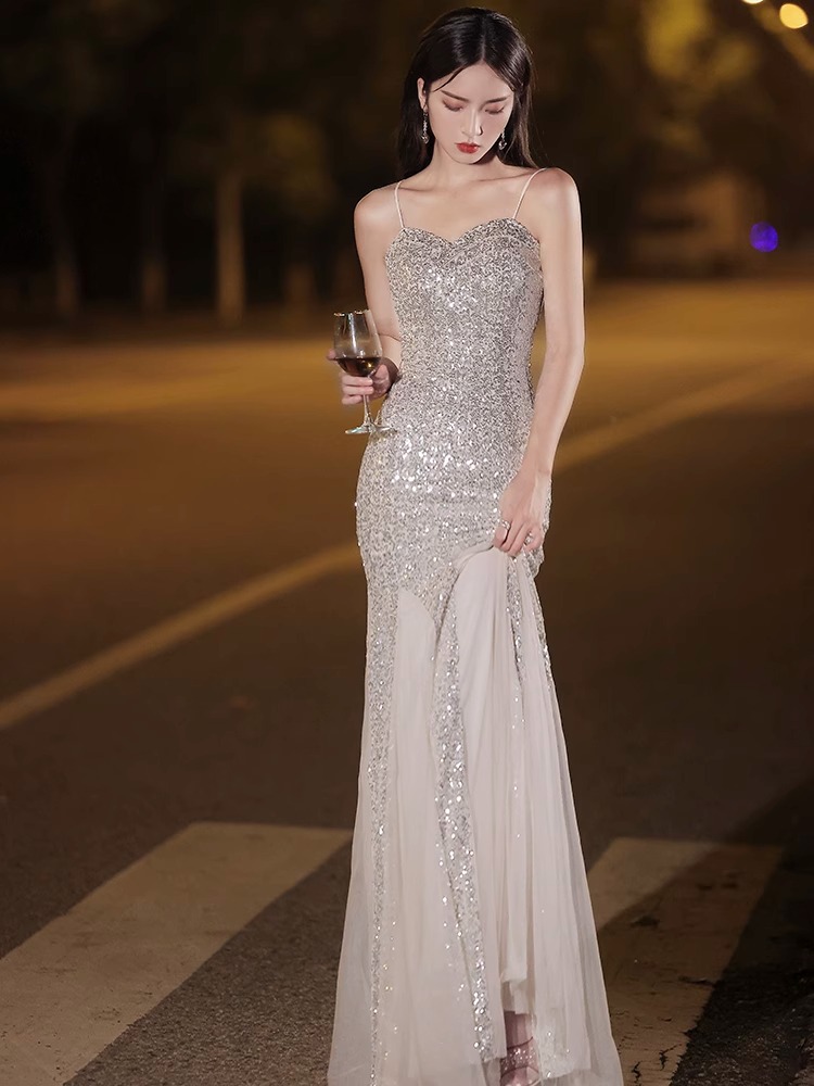 Sequin Fishtail Evening Dress, picture 6 of 8