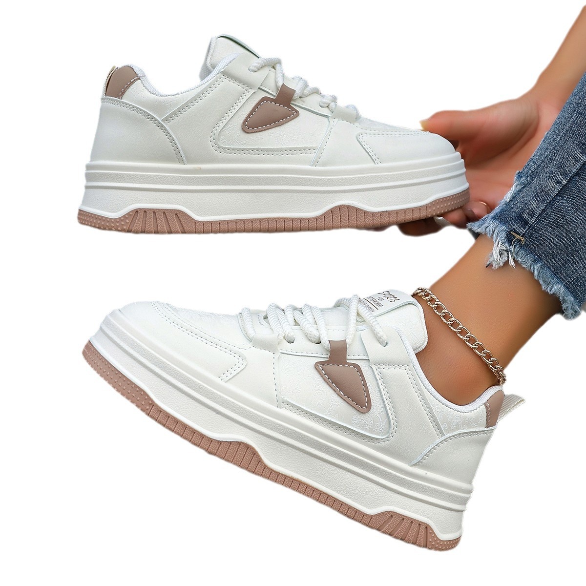 Mesh Leather Breathable Increased Thin Breathable Casual Sneaker