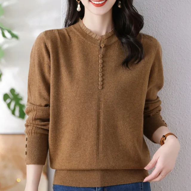 Women's Wool Sweater Autumn And Winter Loose Brown - Shop at LoveMi