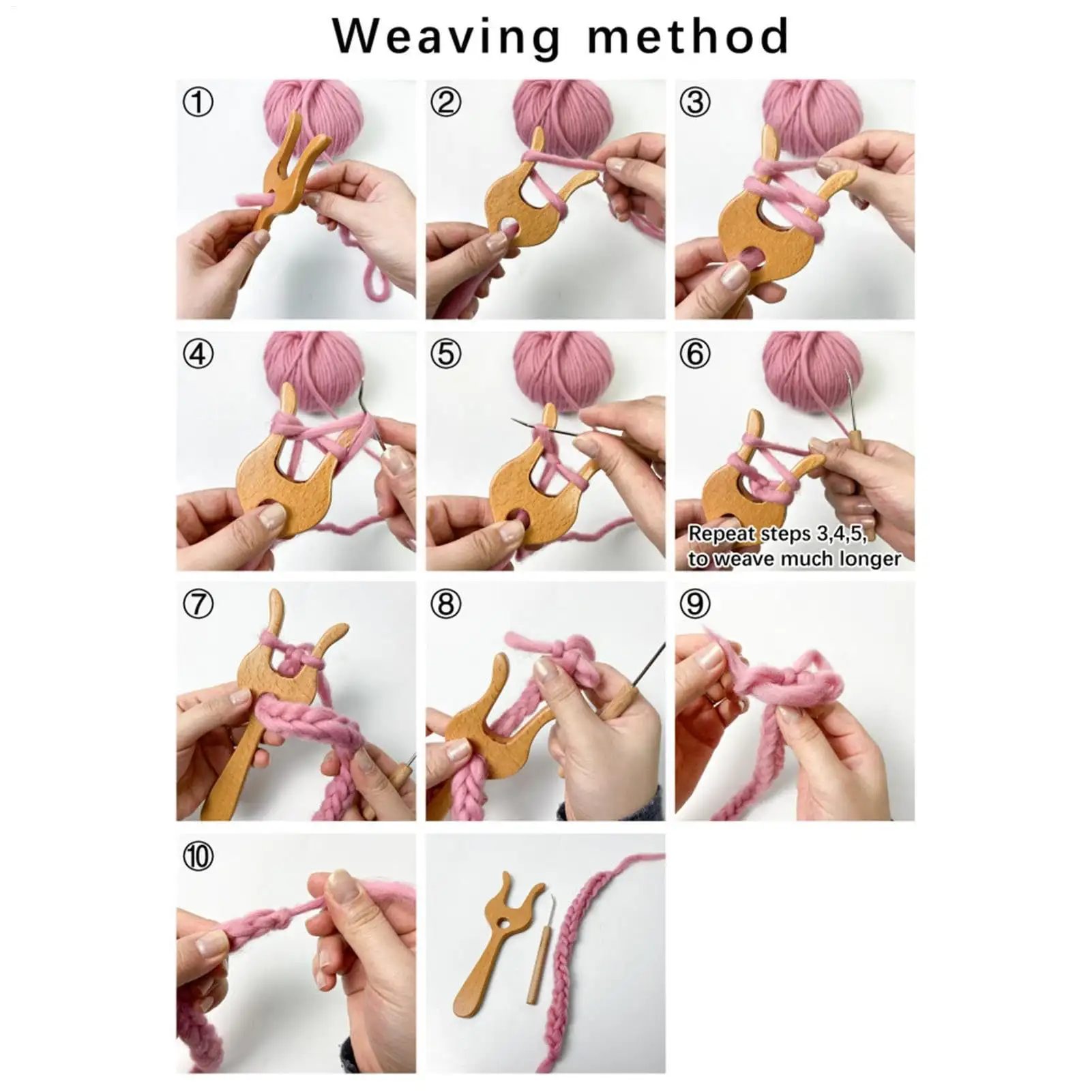 Wooden Fork Type Knit Device Children's Handmade
