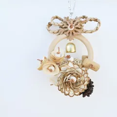 Plant Straw Gnawing Ring Natural Wood Slice Pine Cone Toy - Pine Cones With Wood Chips - View 1