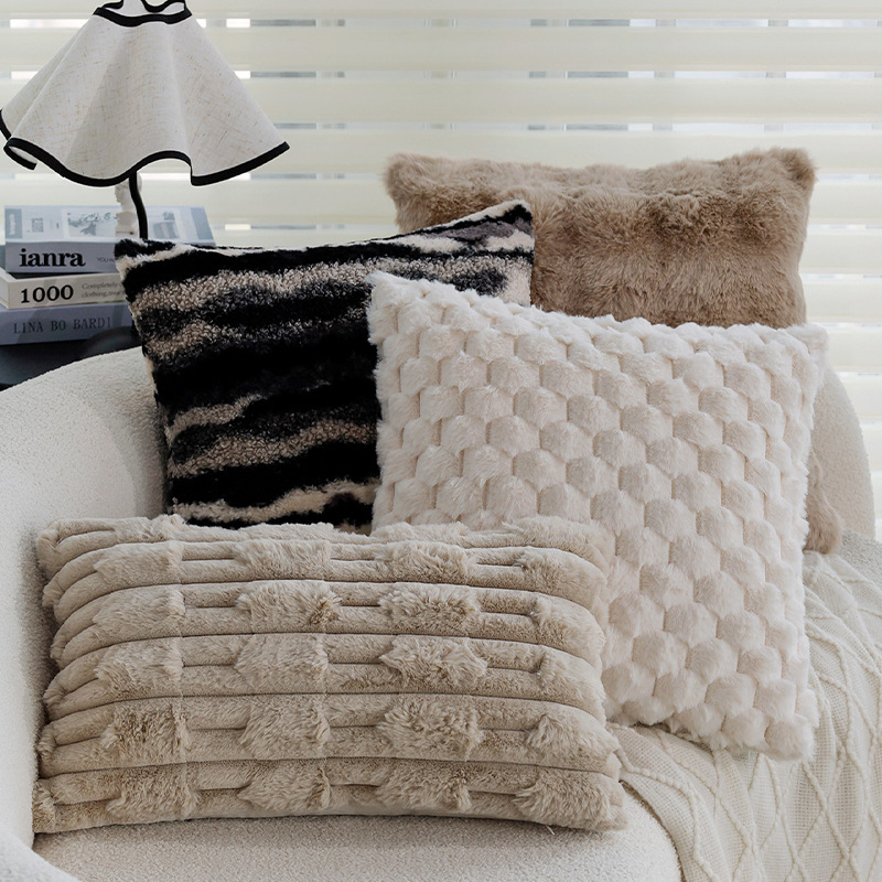 High-end Plush Throw Pillow Cover For Winter, Perfect For Boutique