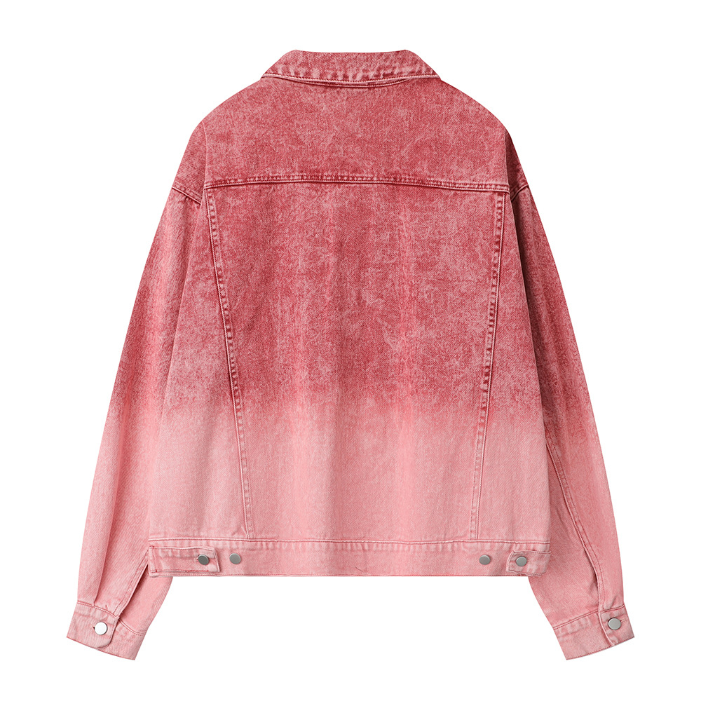 Washed Tie-dye Gradient Denim Jacket