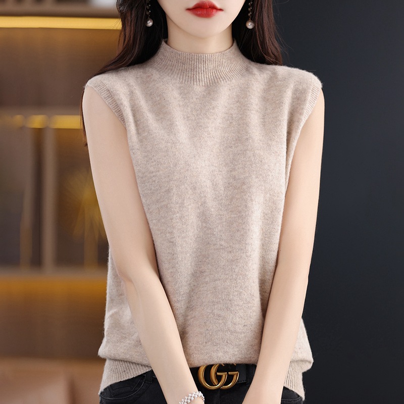Half Turtleneck Women's Knitted Pullover Camel - Shop at LoveMi