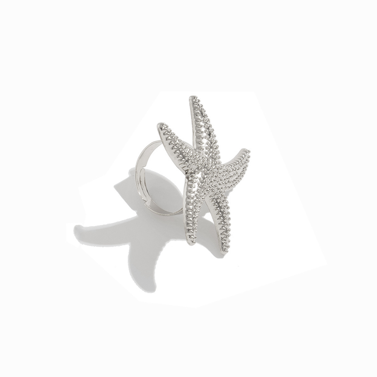 Ocean Style Hollow Flower Ring Feather Knuckle Ring