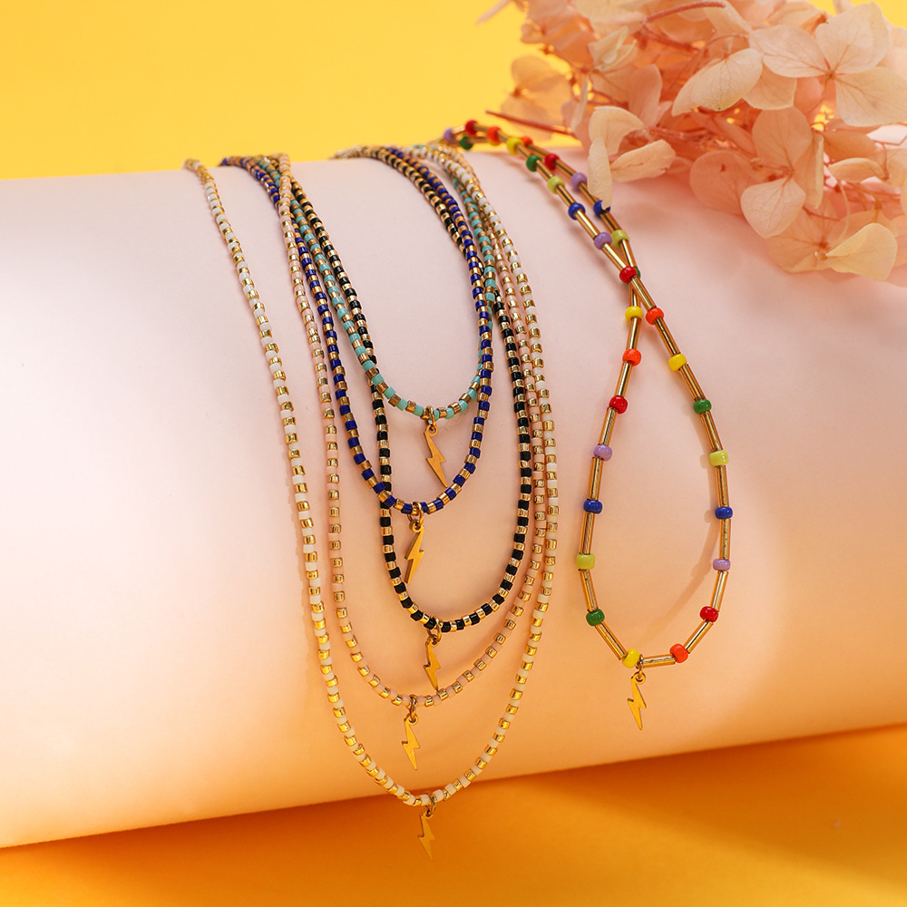 Cross-border Hot Bohemian Lightning Pendant Bead Necklace