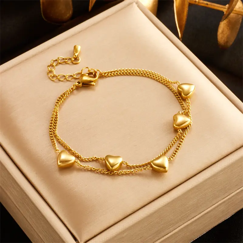 Design A Double Layer Chain Love Minimalist Titanium Steel Bracelet