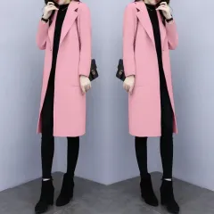 Mid-length Loose Wool Overcoat Women's Coat - Pink - View 1