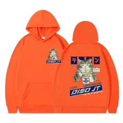 Autumn And Winter Cat Noodles Hooded Sweater - Orange - View 1