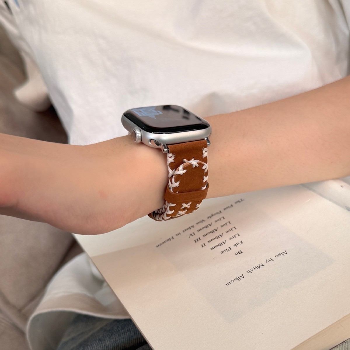Fashionable Cat-eye Glazed Handmade Stitched Watch Strap