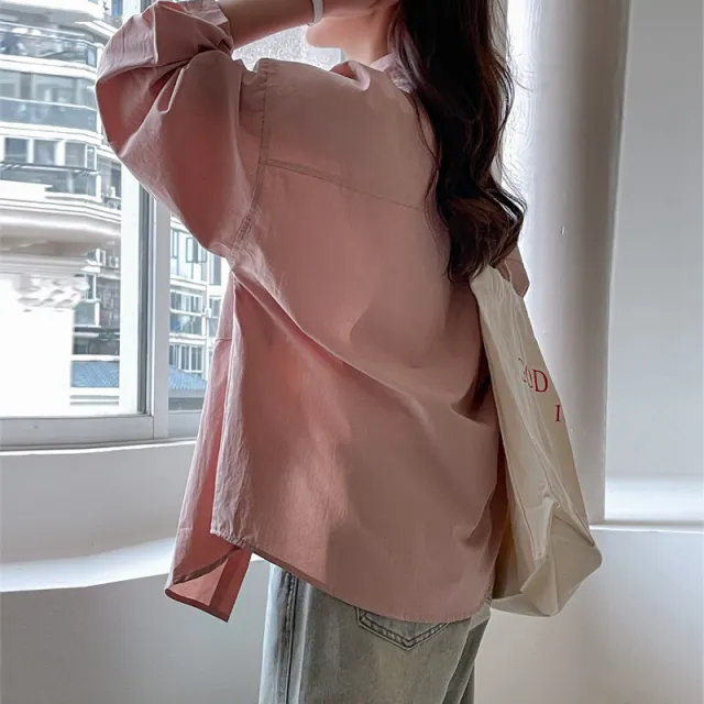 Korean Style Women's Loose Casual Plus Size Shirt Leather Pink - Shop at LoveMi