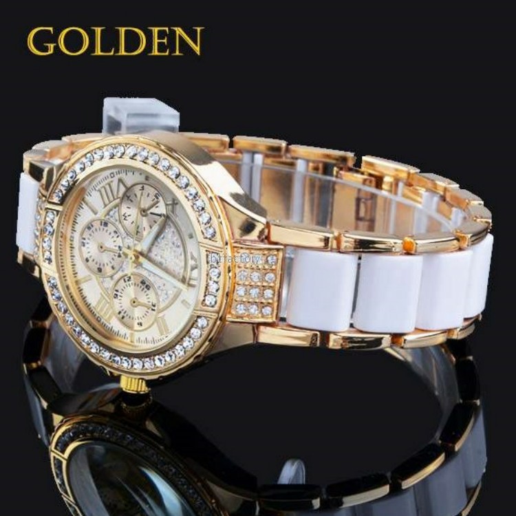 Geneva Alloy Diamond Steel Strap Watch Fashion Women's Quartz Watch