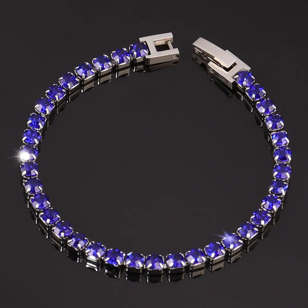 Stainless Steel 4mm Zircon Tennis Bracelet In Multiple Colors