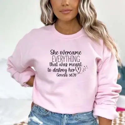 Printed Sweater Korean Style Loose Crew Neck Top Pink - Shop at LoveMi