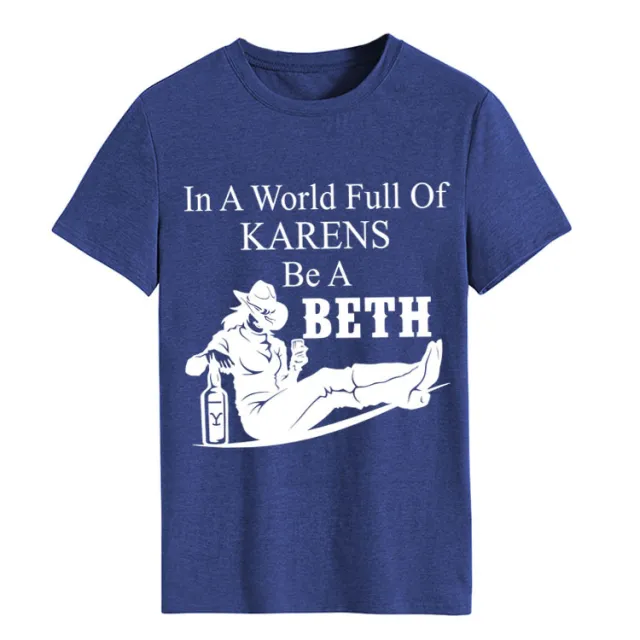 Letter Crew Neck Denim Printing Short Sleeve T shirt Bottoming Loose Women's Clothing Retro Blue White Words - Shop at LoveMi