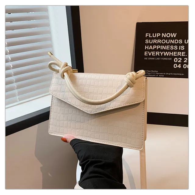 Solid Color Casual Retro Crossbody Portable Shoulder Bag White - Shop at LoveMi