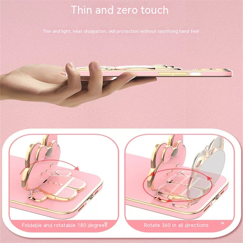 Straight Edge Plating 6D Phone Case S22 Rabbit Makeup Mirror Protective Sleeve - Image 13