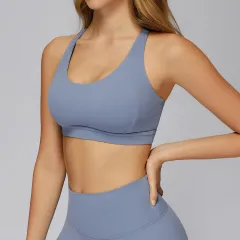 Yoga Bra Cross Hollow-out Beauty Back Tight - Denim Blue - View 1