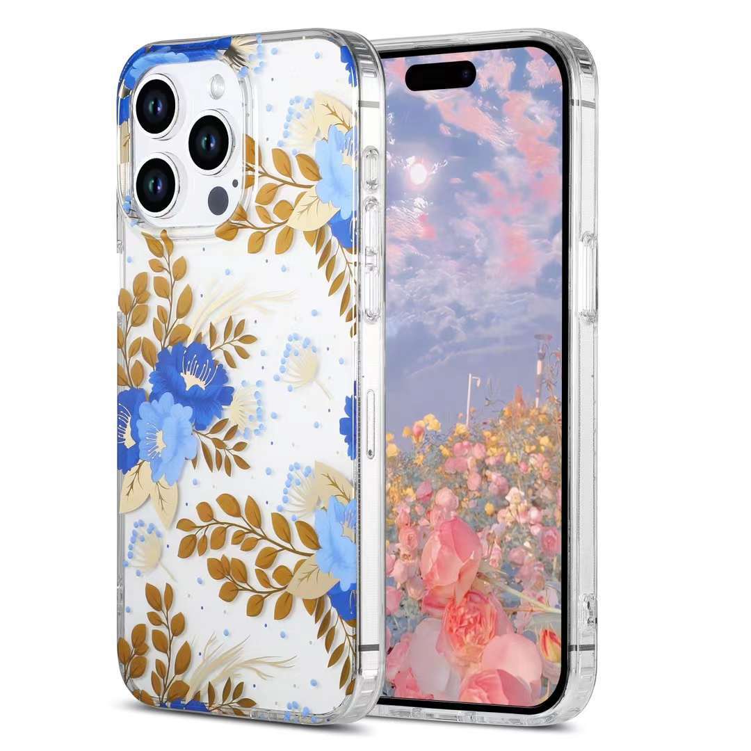 Gold-stamped Floral Phone Case With Double-sided Lamination