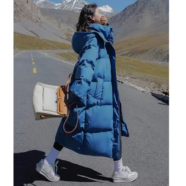 Loose fitting The Knee Cotton Clothes Winter New Ins Bread Coat Fashion Denim Blue - Shop at LoveMi