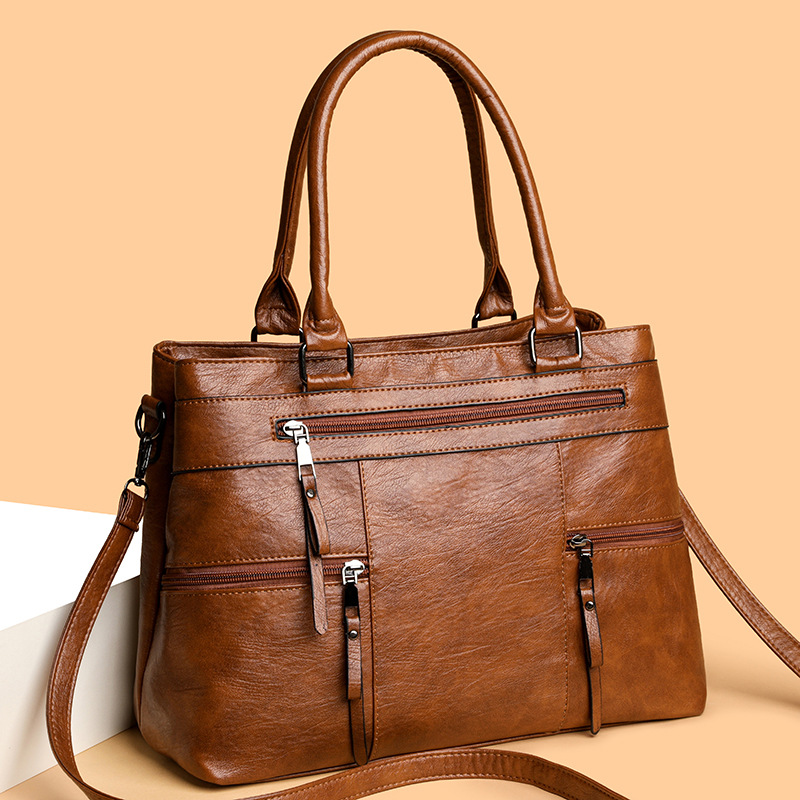 Temperament Wild Advanced Texture Handbag Soft Leather Commuter Shoulder Messenger Bag - CJdropshipping