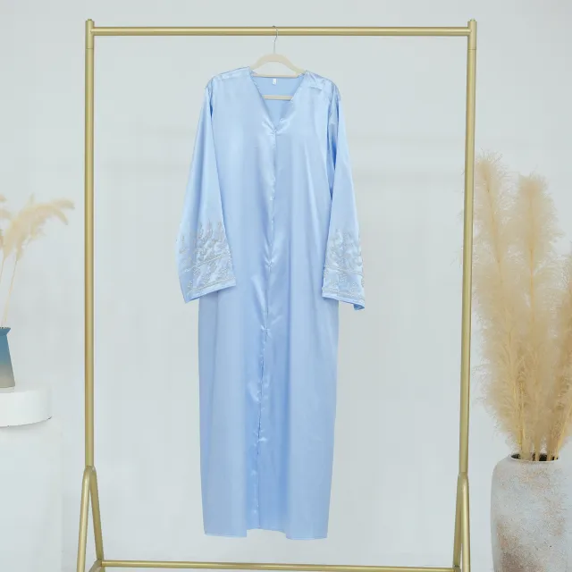 Party Daily Solid Color Handmade Beaded Dress Robe Sky Blue - Shop at LoveMi
