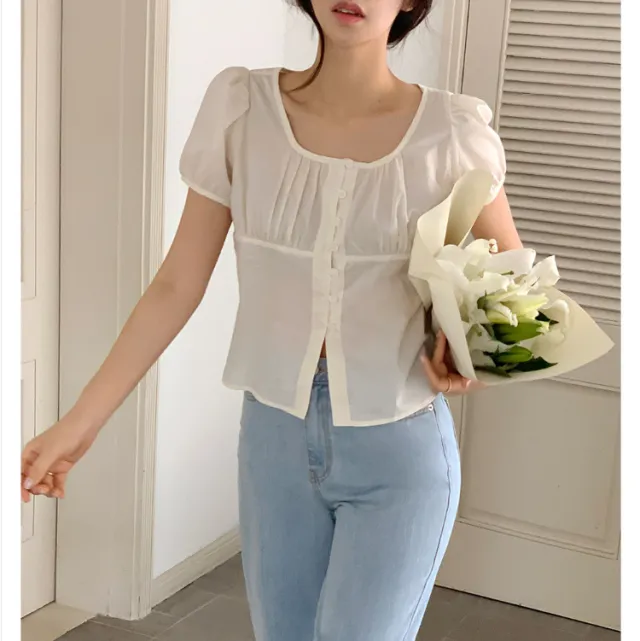 French Gentle Beige Apricot Small Shirt Top Women Apricot - Shop at LoveMi