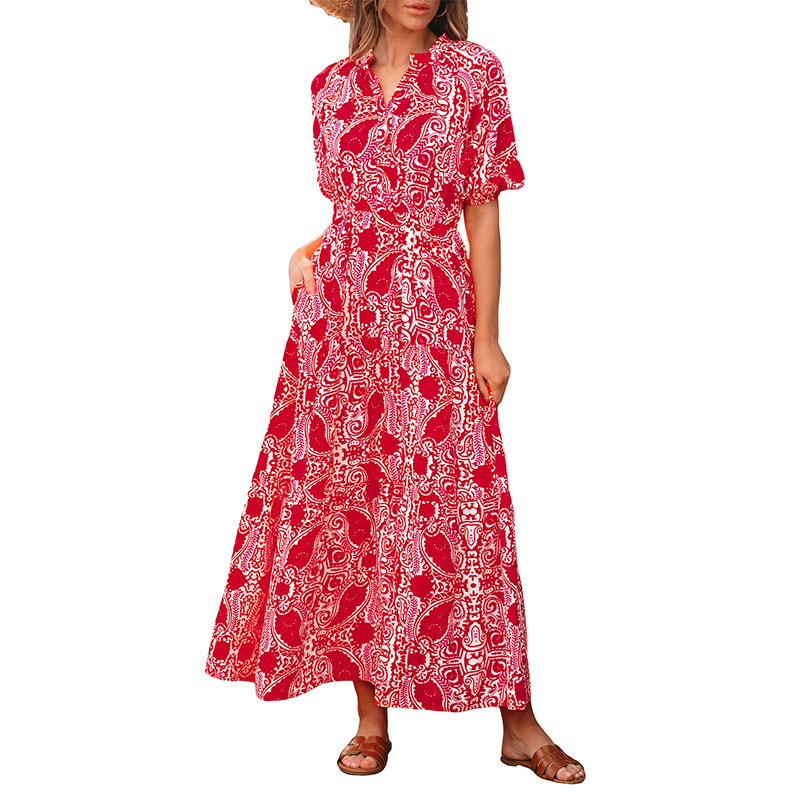 Fashion Pullover Deep V-neck Dress