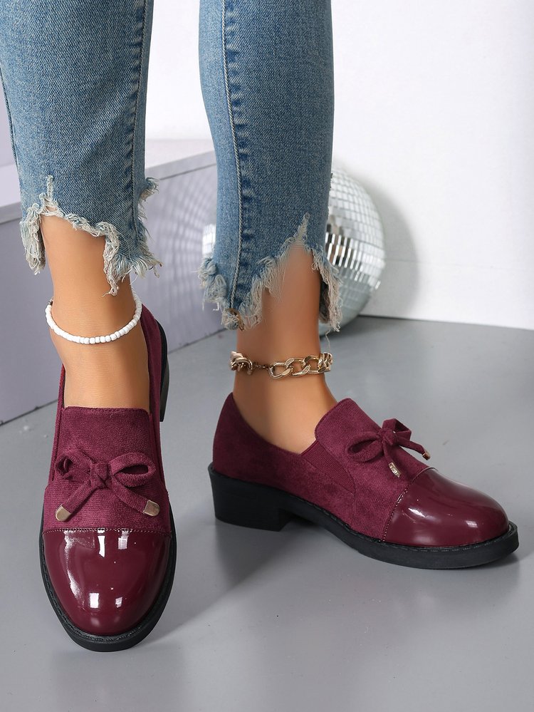 Women's Bowknot Chunky Heel One Pedal Loafer