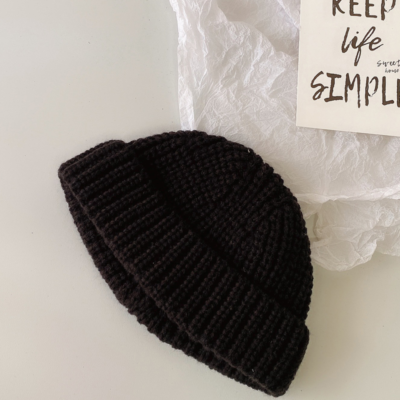 Children's Melon Skin Wool Korean Warm Baby Slipover Knitted Hat
