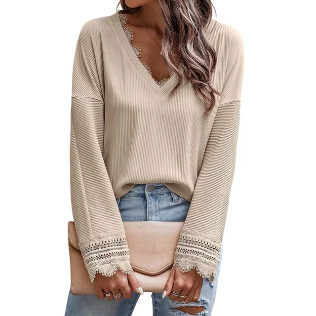 Solid Color Thread Knitwear Women's European And American Simple Lc25122653 Apricot - Shop at LoveMi
