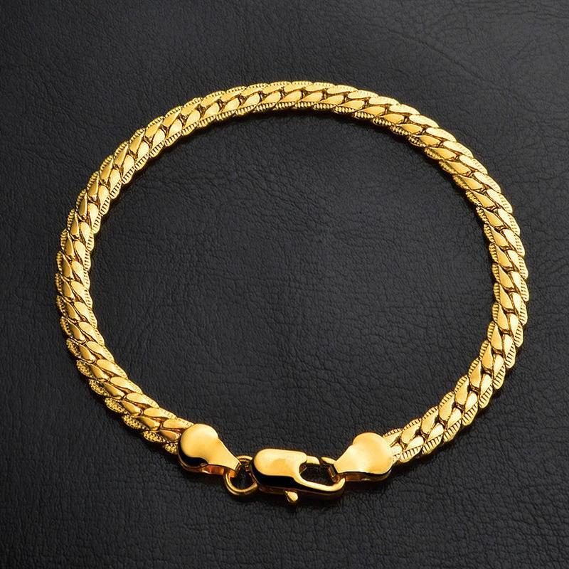 Pure Brass 18K Gold Plating 5MM Full Side Necklace Bracelet