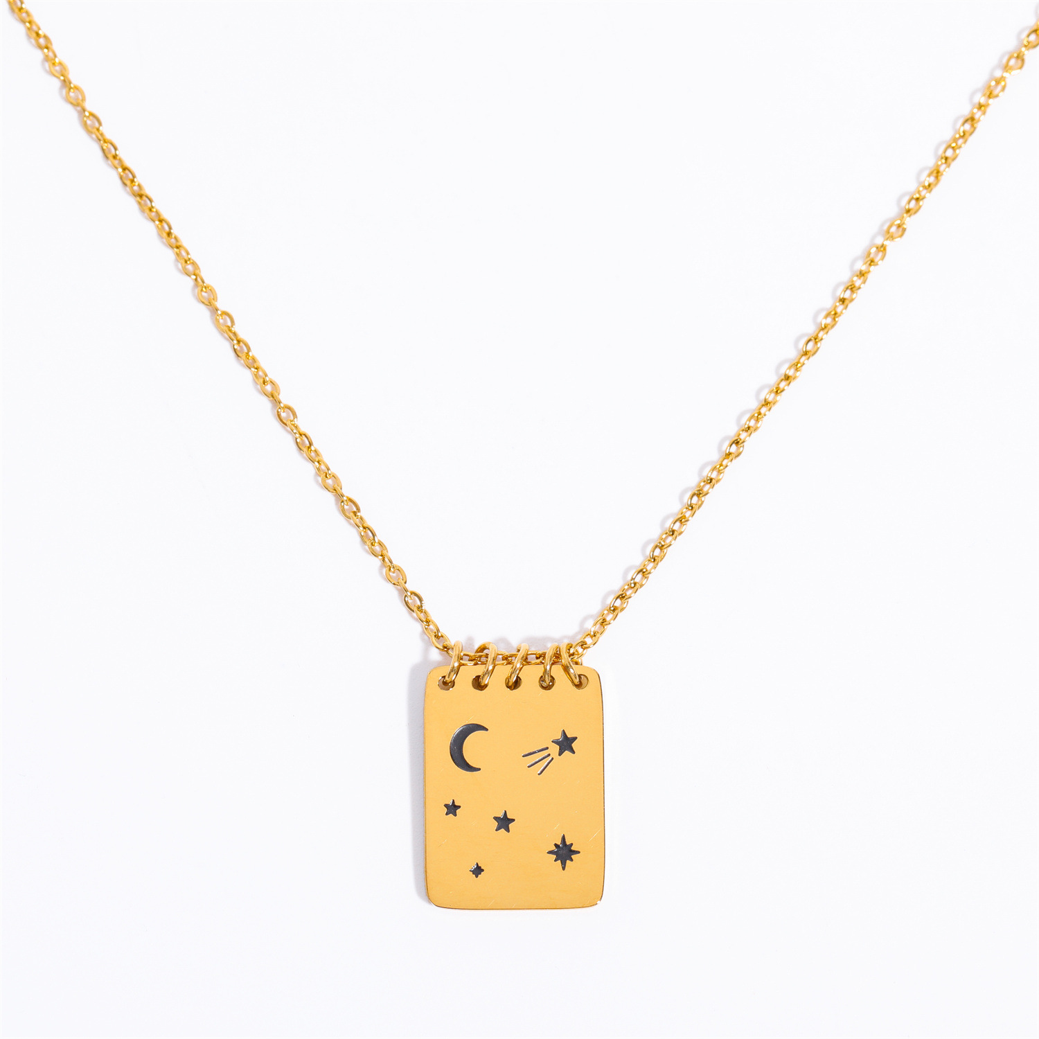 Astronomical Notebook Star And Moon Necklace Vacuum Plating