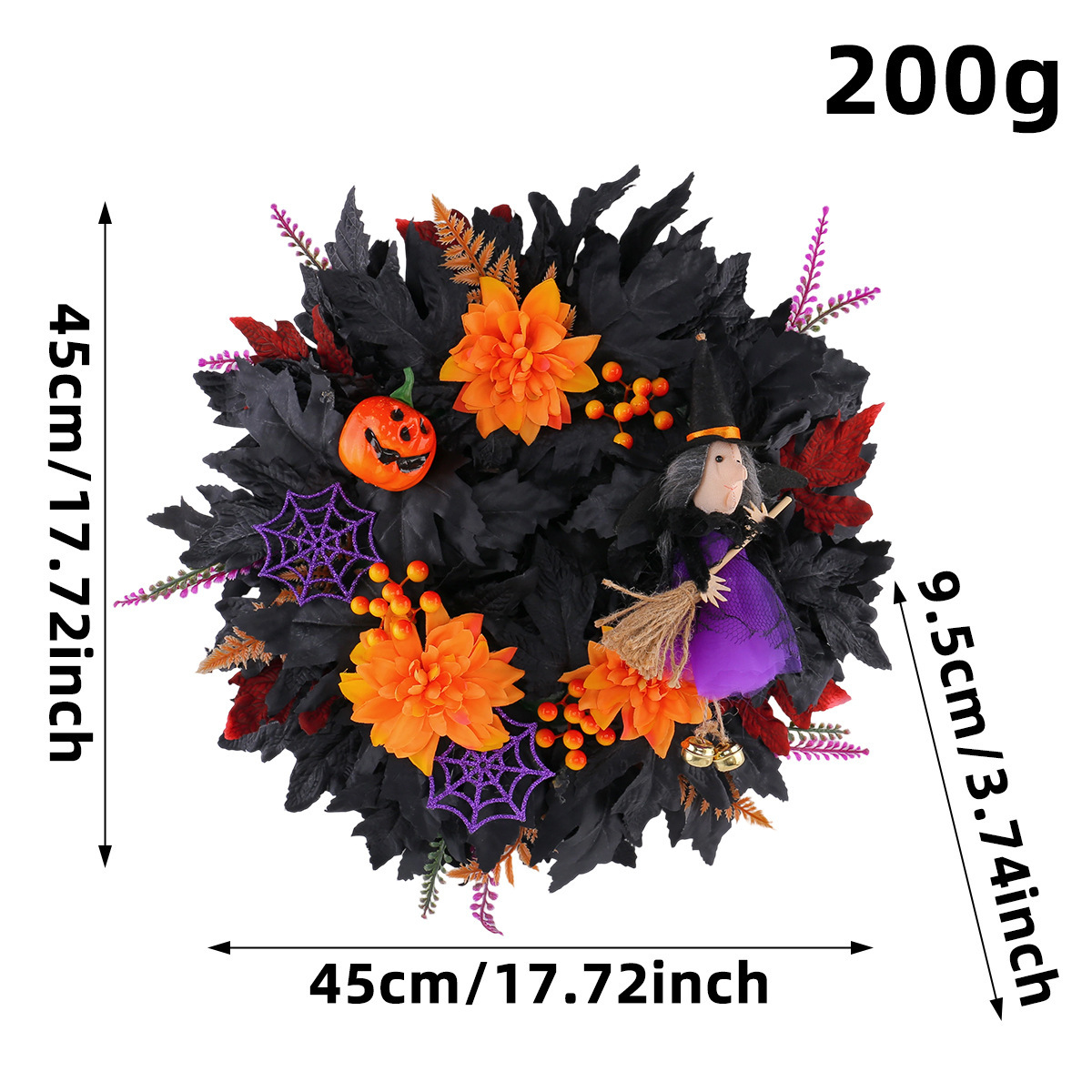 Witch Pumpkin Halloween Wreath Decoration — Witch Pumpkin Halloween Wreath — image 1 of 6
